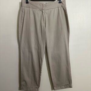 M.S.S.P. Light Khaki Beige Cotton Cropped Pants with Cuffed Legs, Size 10